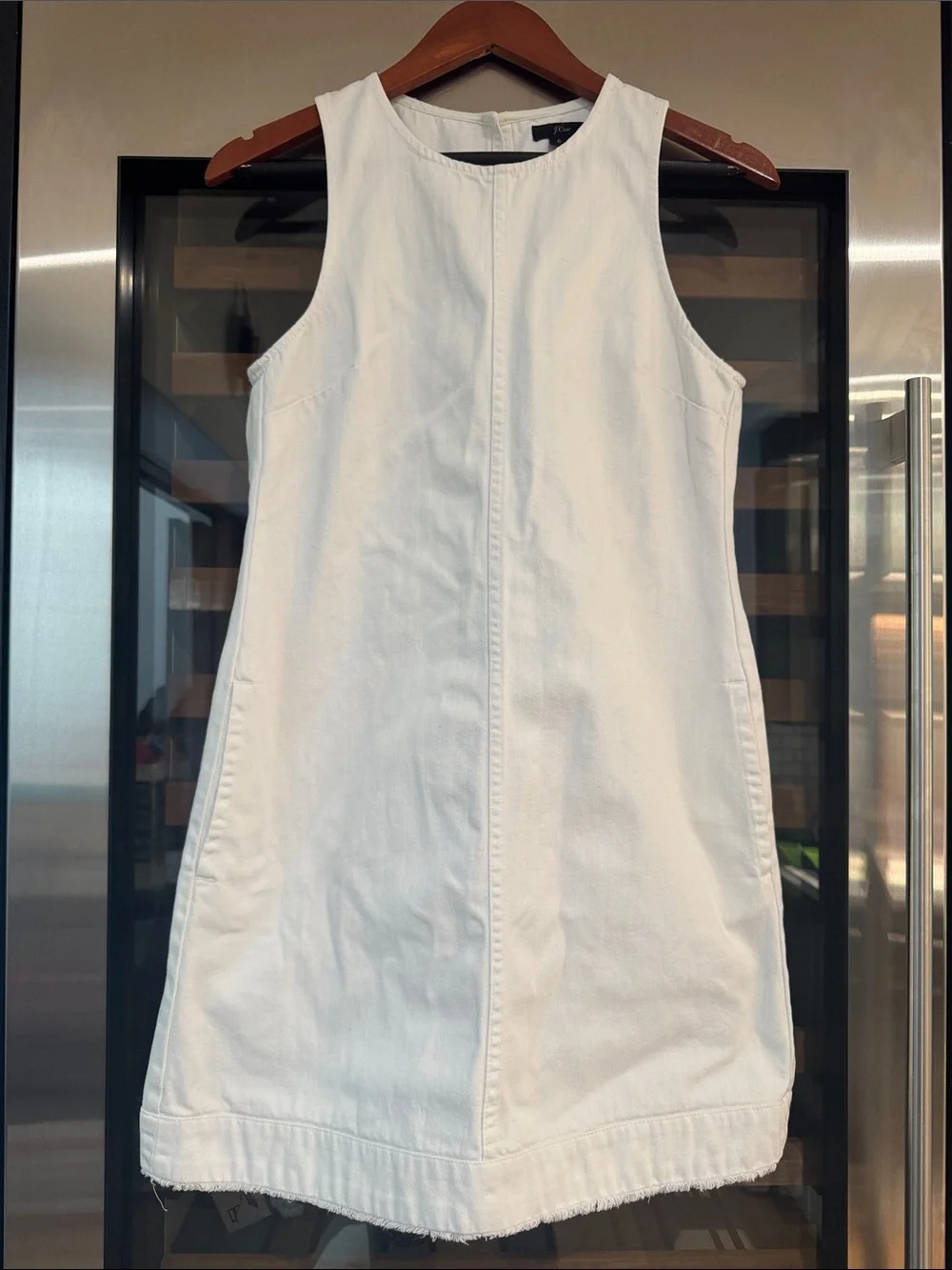 J.Crew White denim Sleeveless Shift Dress Size 6 - Picture 2 of 6